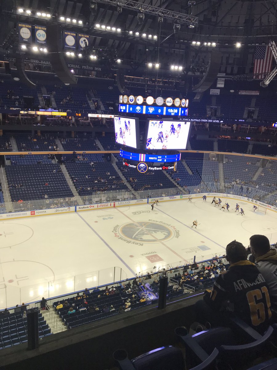 Roachy33's tweet photo. The game has started. I used to make fun of the Florida Panthers preseason crowds. More people attended my son’s skating lessons at Holiday on Monday. @BuffaloVogl https://t.co/SW71PP5QlF