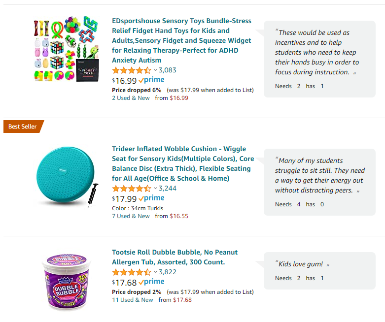 KASMOM24's tweet image. Thank you, Alane! I teach 3rd grade in WI! My kiddos could use some more flexible seating options (they have a lot of energy) and some fun incentives. Any help would be appreciated. Thank you! #13daysofAlane #clearthelists #dailygames #puns  amazon.com/hz/wishlist/ls…