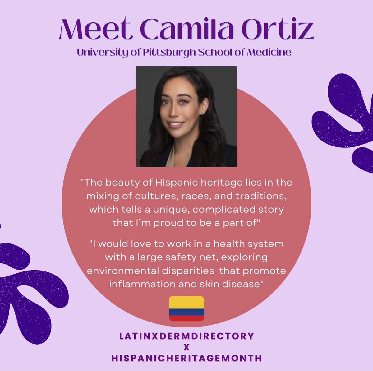 Camila Ortiz is a 4th year medical student at <a href="/UPMC/">UPMC</a> applying to dermatology this cycle. Check out why she’s proud of being Hispanic #HispanicHeritageMonth ! #dermtwitter <a href="/LatinasInMed/">#LatinasInMedicine</a> <a href="/LMSANational/">LMSA National</a>