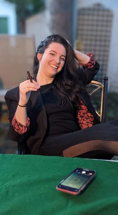 ellie_hart_tho's tweet photo. i’m playing poker and my grandpa’s dying and this is his blazer and it might be my favorite picture of me ever https://t.co/VbbJcnWcqB