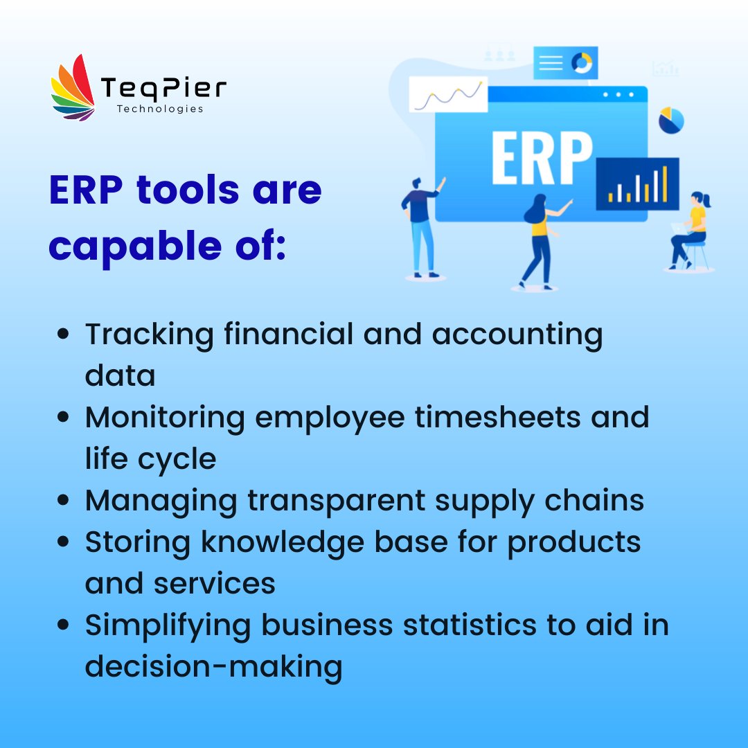 teqpier's tweet photo. An ERP system is an all-encompassing platform used to manage almost every aspect of a business and simplify workflows for large organisations that want to limit complexity.

#teqpier #australia #adelaide #Melbourne #Sydney #Brisbane https://t.co/Yxc0PkqdkO