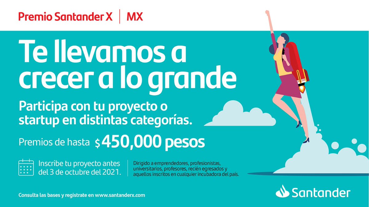 UniAnahuacMayab's tweet photo. ¡Últimos días!
Participa en los Premios #SantanderX 
Concurso de emprendimiento para #startups universitarias. Registra tu proyecto antes del 3 de octubre aquí: https://t.co/5kYwJ8yMB9 https://t.co/cYrTJhGenC