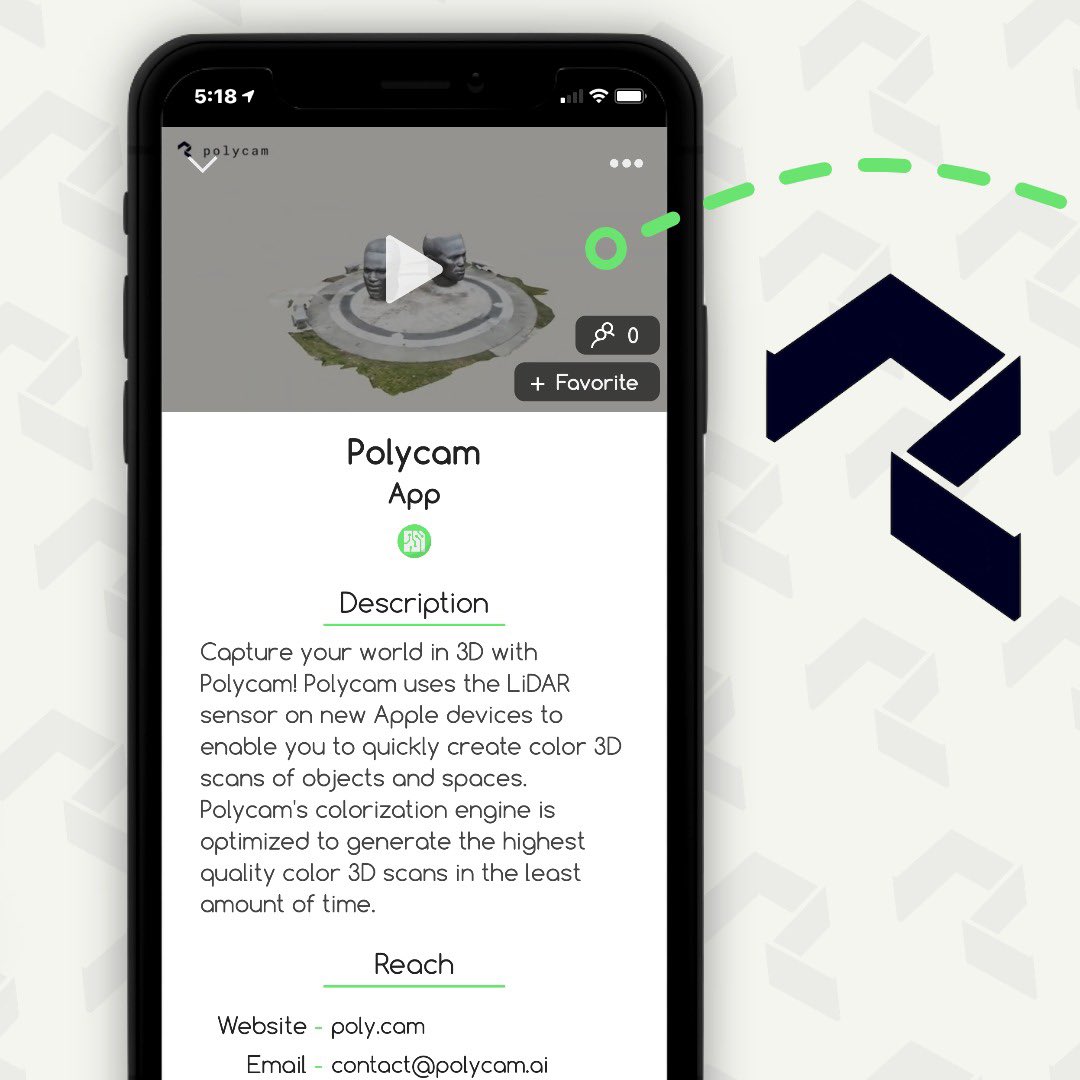 RvotiApp's tweet photo. Today we decided to feature Polycam (@PolycamAI). Founded in Los Angeles, Polycam is an app that allows iOS users to unleash the power of the new LiDAR sensors onboard Apple’s phones!

https://t.co/IbpX5LrLPw https://t.co/EJ9o61jnzH