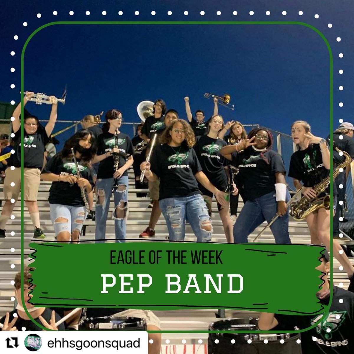 EastHenderson's tweet photo. #Repost @ehhsgoonsquad with @make_repost
・・・
This week’s #EagleoftheWeek is the Pep Band! They’re at every home game & some away games too! They work very hard to learn the 🎼 & stand out in the 🥶 to hype up the crowd & the team! Thanks Pep Band! #WeAreEast #GoEagles2k22 https://t.co/opSqw0T656