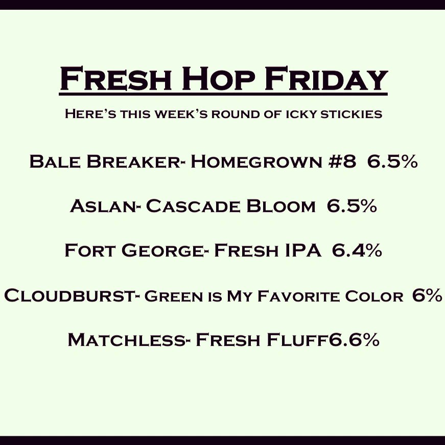 Parkway_Tavern's tweet photo. Hey... don't forget we have new fresh hops coming!
.
.
@BaleBreaker
@AslanBrewing @FortGeorgeBeer @Cloudburst_Brew @MatchlessBrew #FreshHops #FreshHopFriday #TacomaBeerBars #TacomaBars #StadiumDistrict #TacomaDrinks #OnTapTacoma #GritCity  #ParkwayTavern https://t.co/qYbDcUr7OS