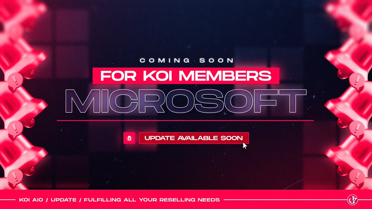 Koi_AIO's tweet image. With a history of being the most consistent bot, having missed 0 drops for months, we are happy to introduce another addition to the Koi site list ⛩🔐

Coming soon to Koi AIO members, Microsoft! 🎬

✅+♻️ for a chance at 2x Free Renewals

Koi AIO - Automation Done Right 👑