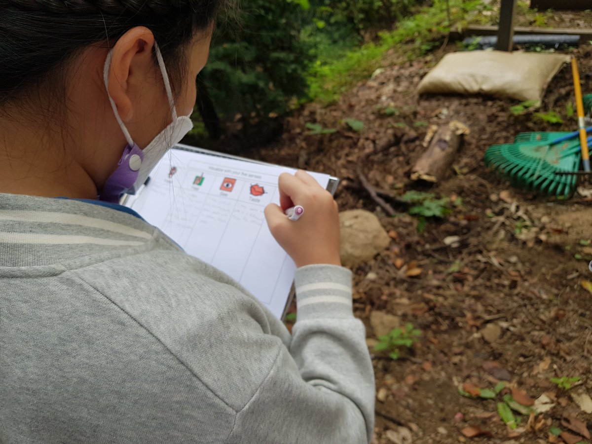 cboren26's tweet photo. This week, 5A used our eco-hotspot to support writing using sensory details in narrative stories. These writers used incredibly vivid details in their subsequent flash drafts. The subjects ranged from chestnuts to fungi! #KISPride #AppliedLearning https://t.co/oU3xyAos1Y