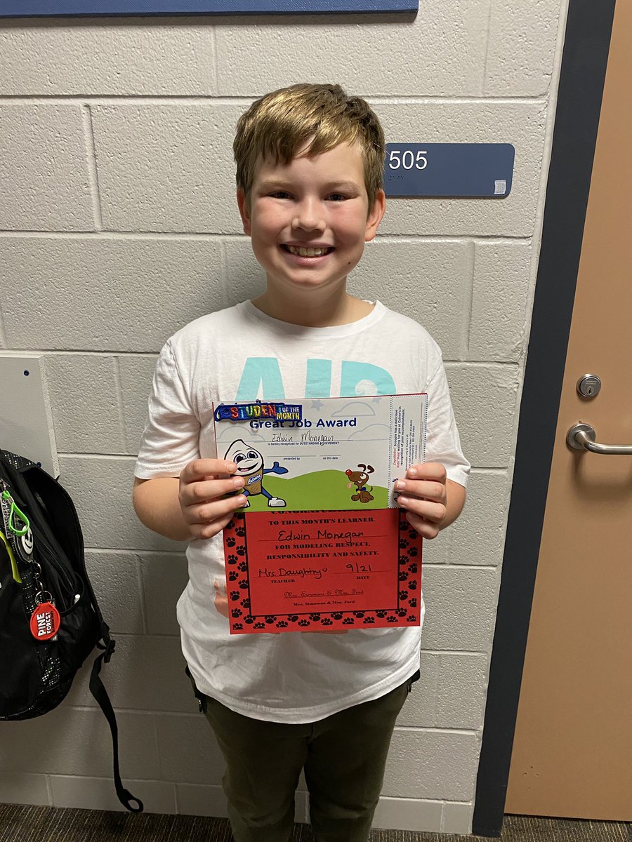 MrsDaughtry1's tweet photo. So proud of these kiddos for being named Panthers of the Month! One of winners was there, but the other one was absent. Way to go Edwin! @HumbleISD_PFE @pfefifth https://t.co/dmfSYBpH4j