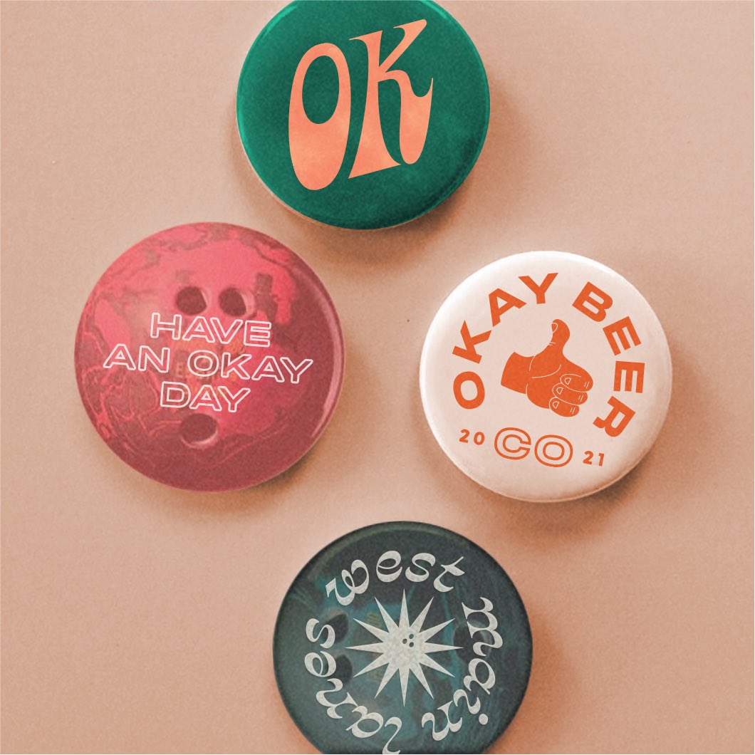 ssstudio_design's tweet image. Highlights from our brand identity for brewery AND bowling alley- Okay Beer Co. 👍 🎳