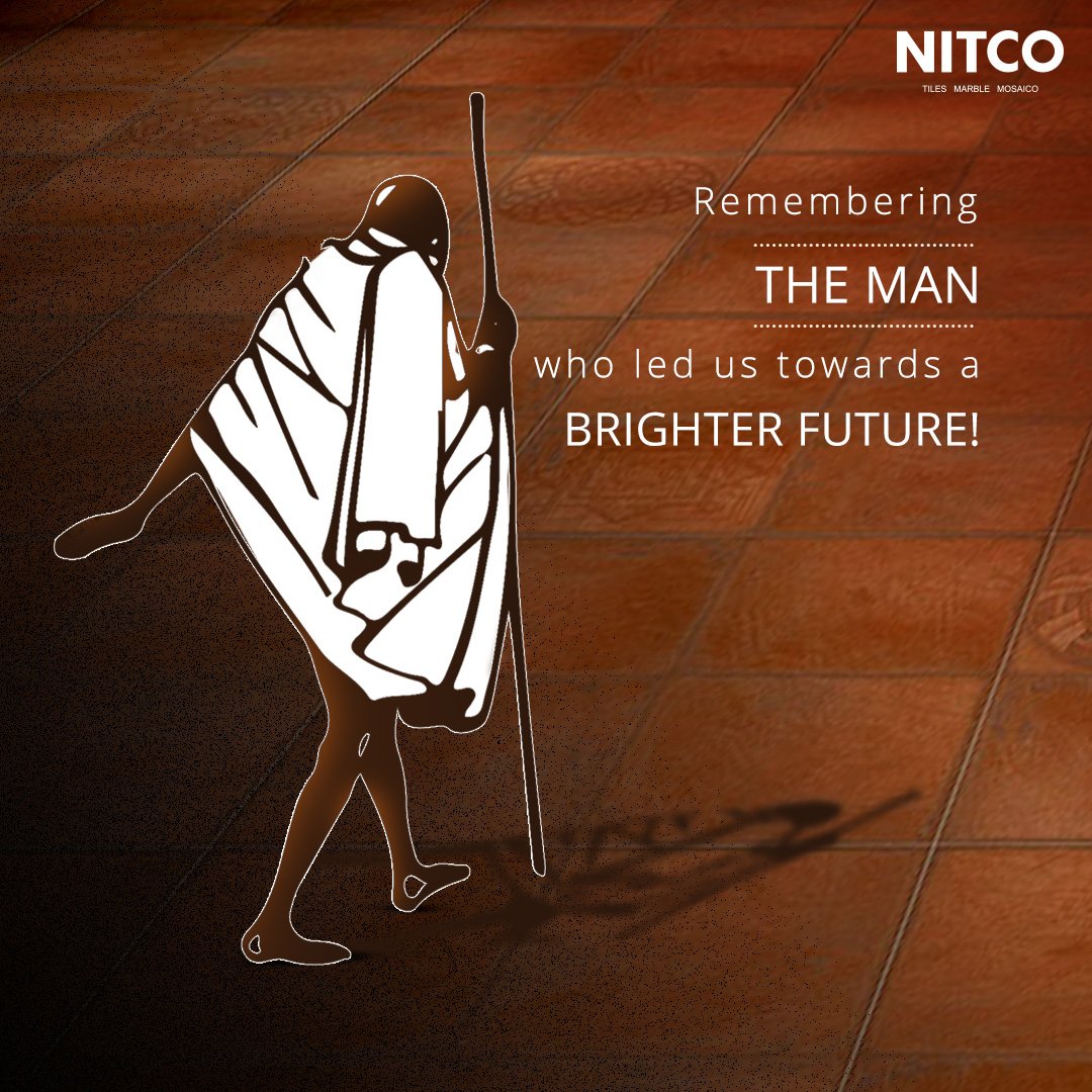 NitcoLtd's tweet photo. And in a gentle way, he shook the world, leaving behind a legacy of discipline, self-belief and perseverance that inspires us each day. #HappyGandhiJayanti
#NITCO #NITCOTiles #GandhiJi #GandhiJayanti https://t.co/07IQHyuMEO