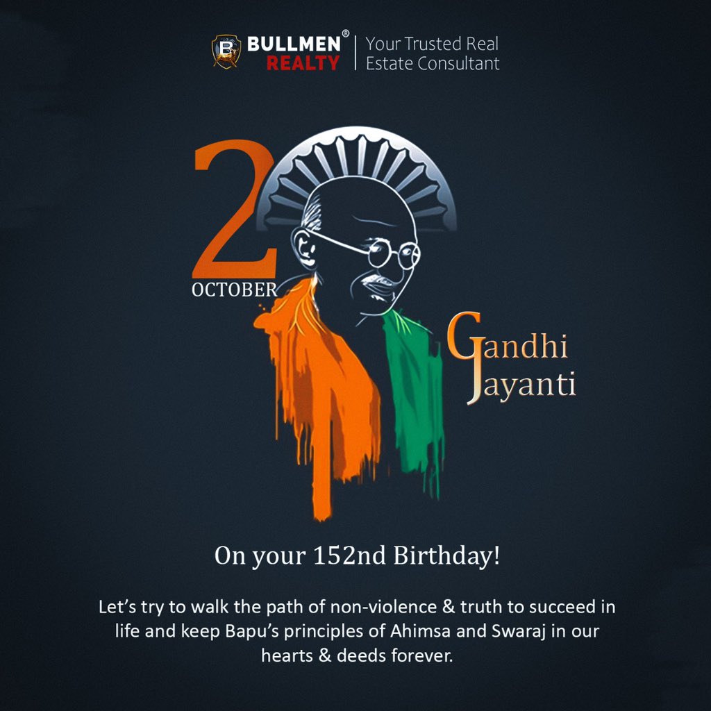 BullmenRealtyIN's tweet photo. He always fought for what was right for the country. He stand for the country and marched miles to return the our nation’s true pride.
Let’s remember the great freedom fighter on his birthday day.
Best Wishes on Gandhi Jayanti!
#gandhijayanti #mahatmagandhi #bullmen https://t.co/G4eNyxdwp4