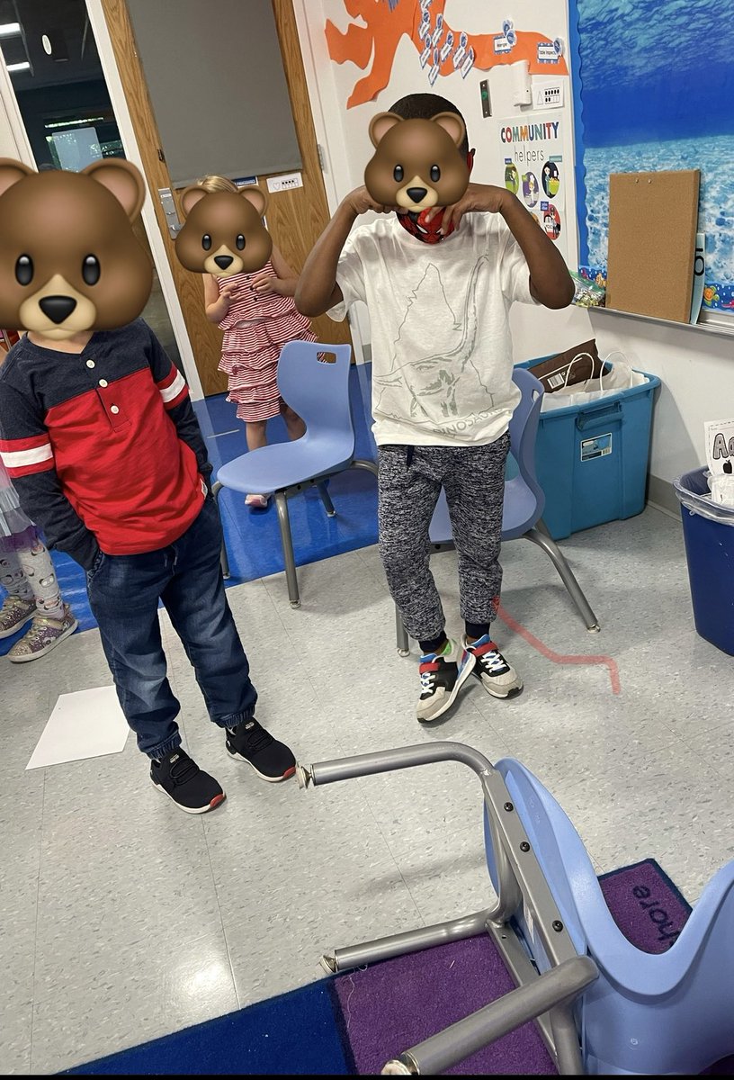 Re-enacting Goldilocks and the Three Bears as we wrapped up our Read Aloud unit for the week. The students brainstormed to use paper as “pillows” for the beds and our desk chairs, with baby bear “crying” because Goldilocks broke his chair to smithereens.  Great imaginations!!