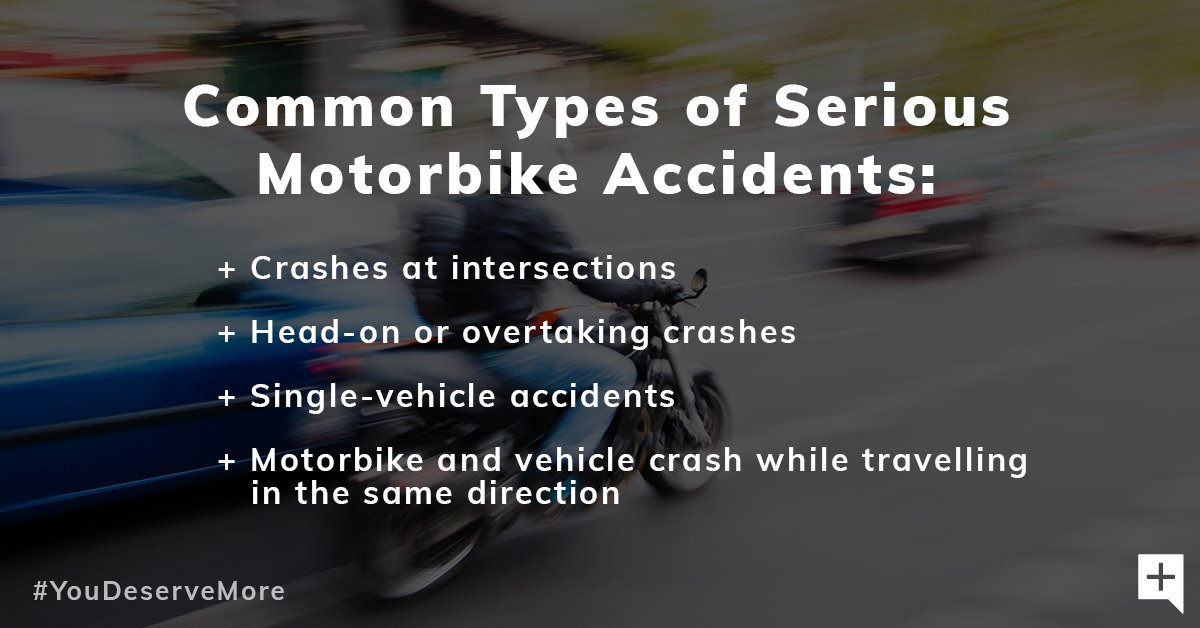 Unfortunately, motorcycle crashes and fatalities have been steadily increasing on Melbourne roads. Accidents can happen in many different ways, but TAC statistics reveal the four most common types: bit.ly/3kicofk

#MotorcycleAccidents #MotorbikeCrash #YouDeserveMore