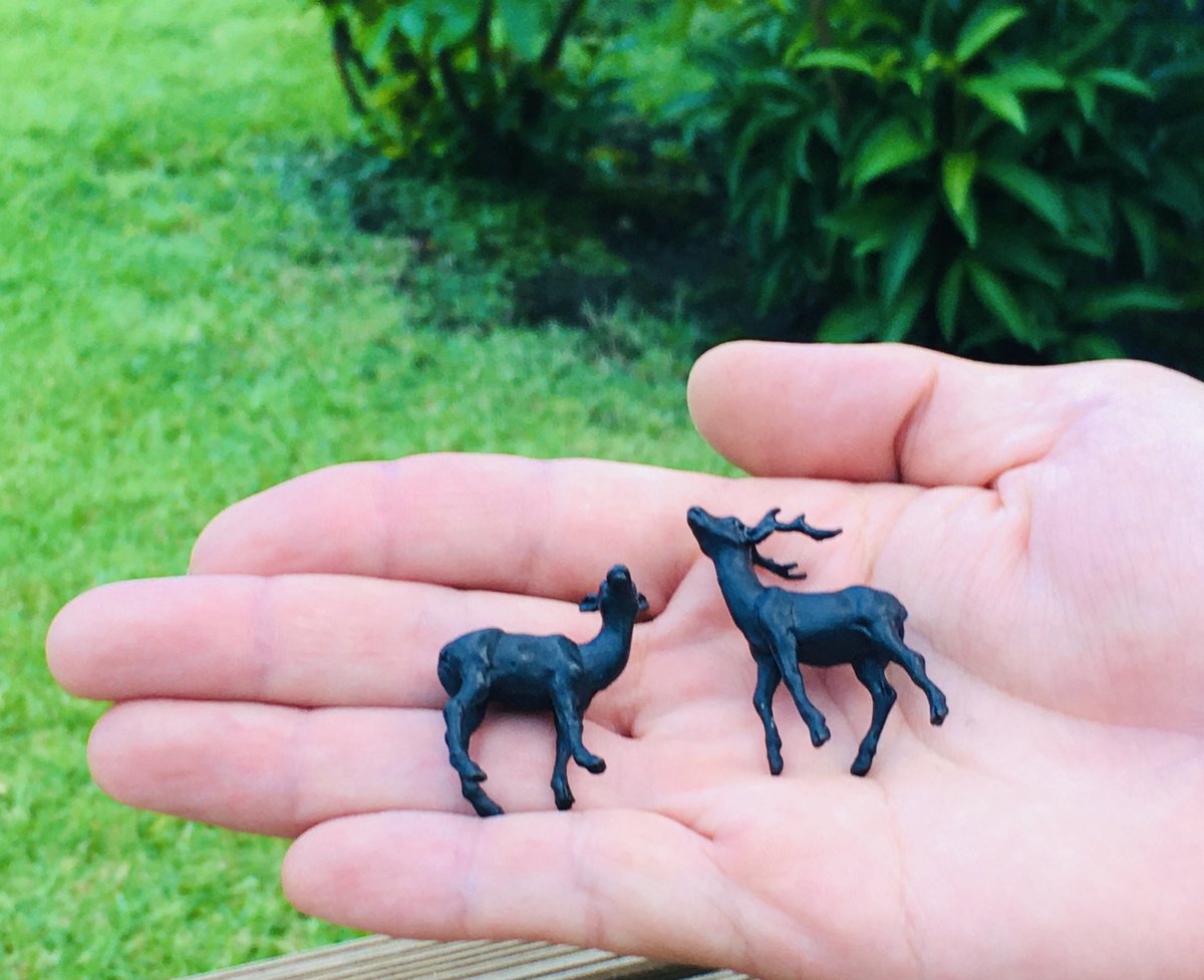 鹿添配　一対　銀製？　添景　添え飾り 添配 盆景 鹿 しか 対 つい 銅製 ミニチュア : みどり屋 和草(にこぐさ