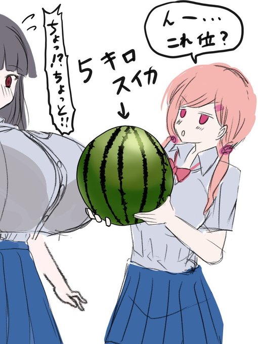 重さを比較した結果、スイカと同程度ということが分かる図 