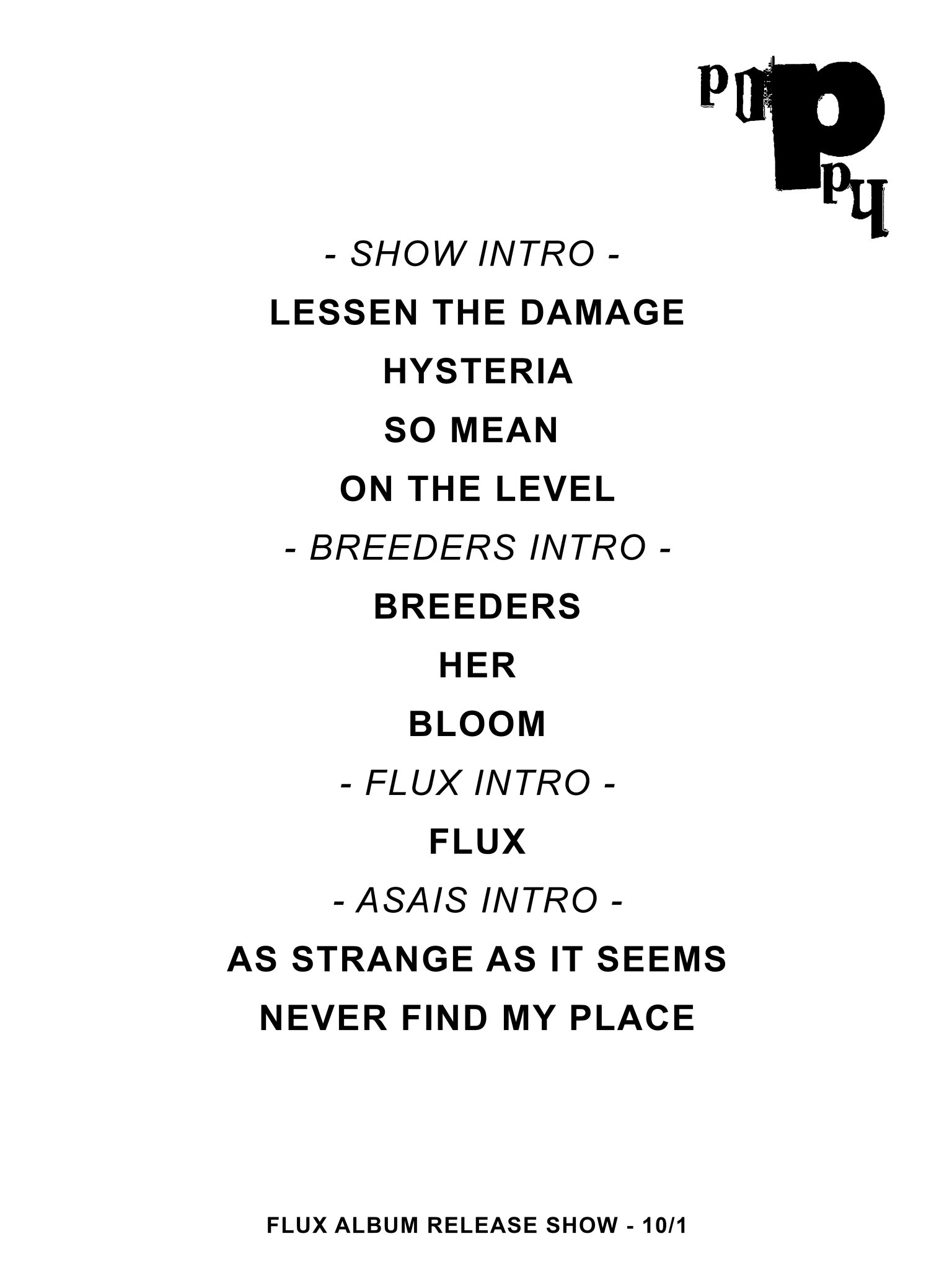 Poppy Updates on Twitter "Tonight's show setlist! thirdmanrecords…