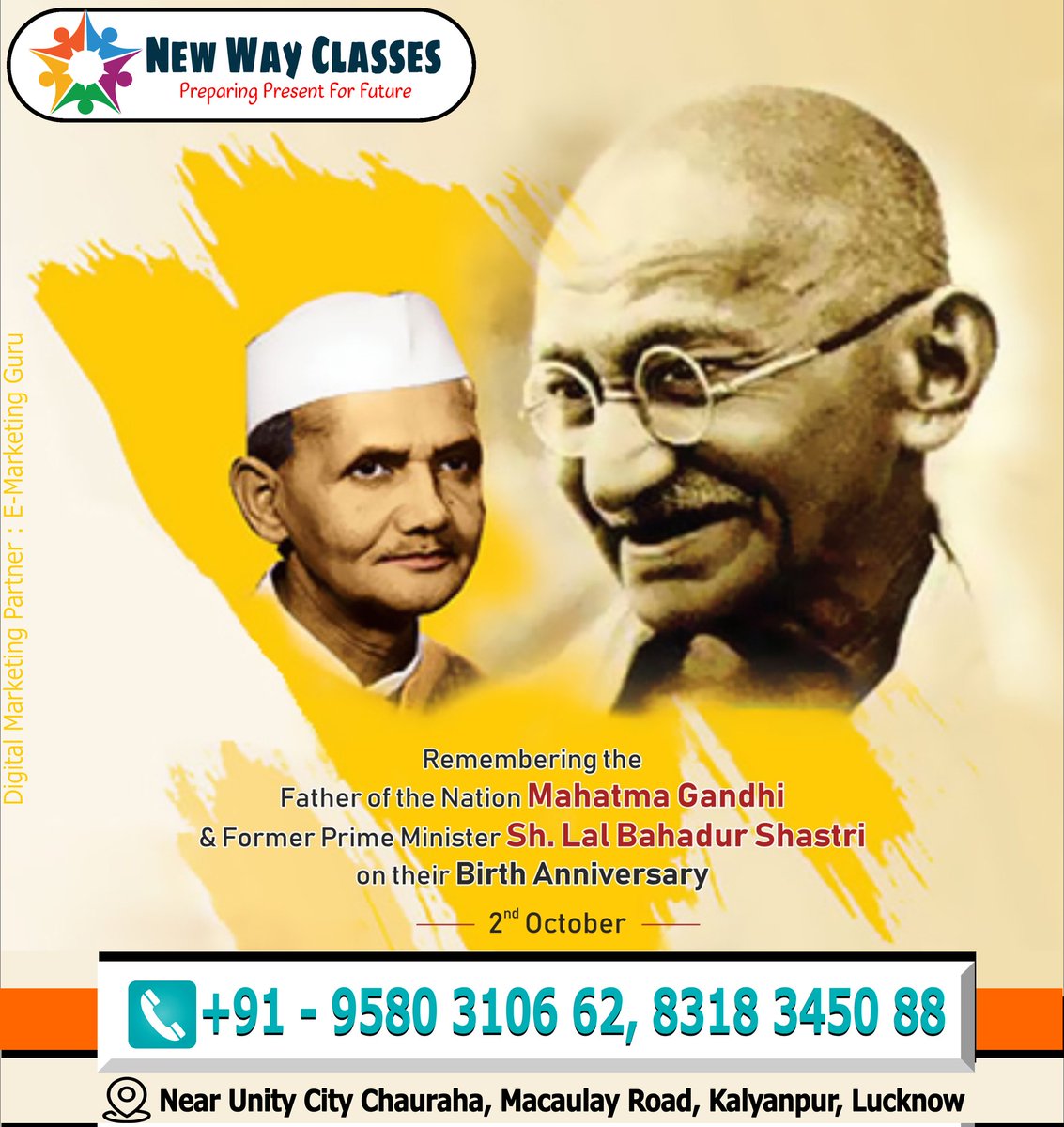 newwayclasses's tweet photo. #2october #GandhiJayanti #LalBahadurShastri #LalBahadurShastriJayanti #tribute #newwayclasses #lucknow  #EMarketingGuru https://t.co/aE82eQTlHm