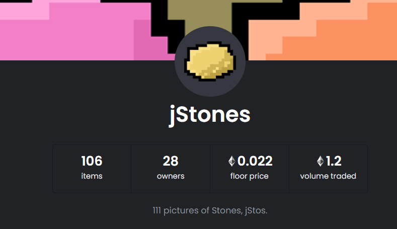 jStonesNFT's tweet photo. #jStos: Launch day🪨

28 Stos
floor price: 0.022 $ETH
volume traded: 1.2 $ETH

Trade a jSto.
https://t.co/dlbTvFVVvS https://t.co/GNdPCl7JW9