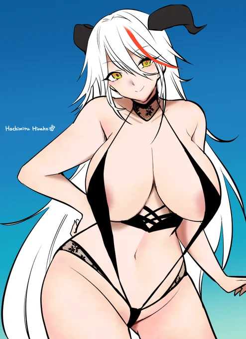 夏が終わる前にスリングショット水着を着たエーギルさんを描こうとしてたのにもう秋では…? 
