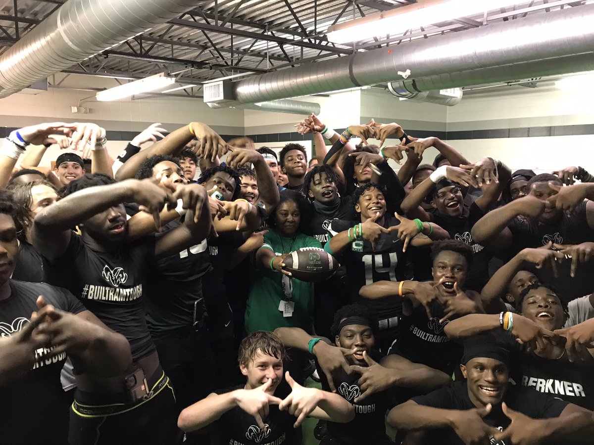 Berkner with the HOCO  5 OT win and Ms Cage with the game ball! #builtramtough #ramnation @berknerathletic @BERKNERFOOTBALL @CoachNine7 @kacage @kpitts724 @leslie_slovak