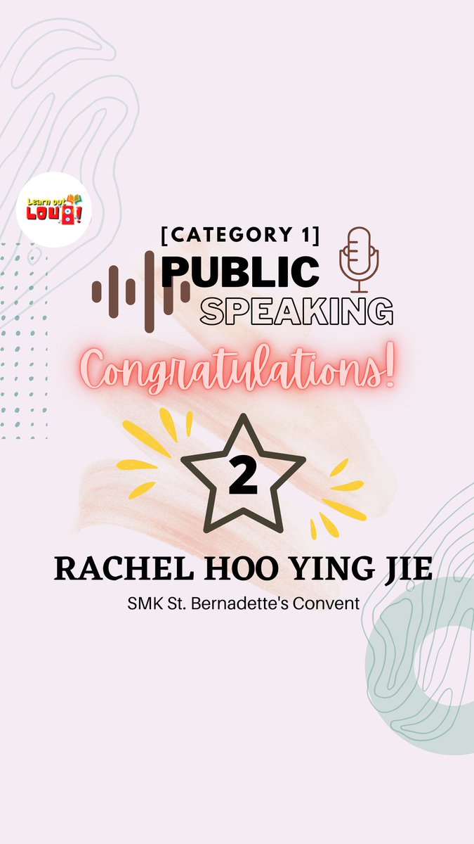 learnoutloudutp's tweet photo. 🏆 [WINNER ANNOUNCEMENT] 🎉
Public Speaking Competition (Cat-1)

Congratulations to all winners! 🥳

We would like to express our gratitude to all participants! Your participation is highly appreciated! 💪🏻

Visit our IG page to watch their videos!
https://t.co/sqWALfFnMQ https://t.co/wvRpNVCXvQ
