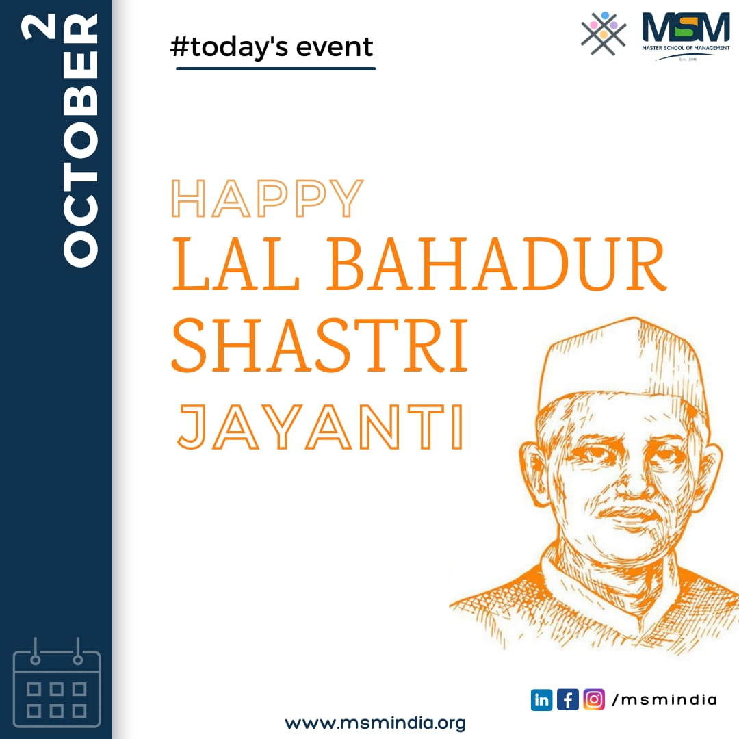 MsmindiaOrg's tweet photo. Lal Bahadur Shastri was an Indian statesman who served as the second Prime Minister of India. Throughout his lifetime he was involved in various activities that contributed immensely to the national interest.
#HappyLalBahadurShastriJayanti #lalbahadurshastri #freedomfighter #Msm https://t.co/AnciENd2LB