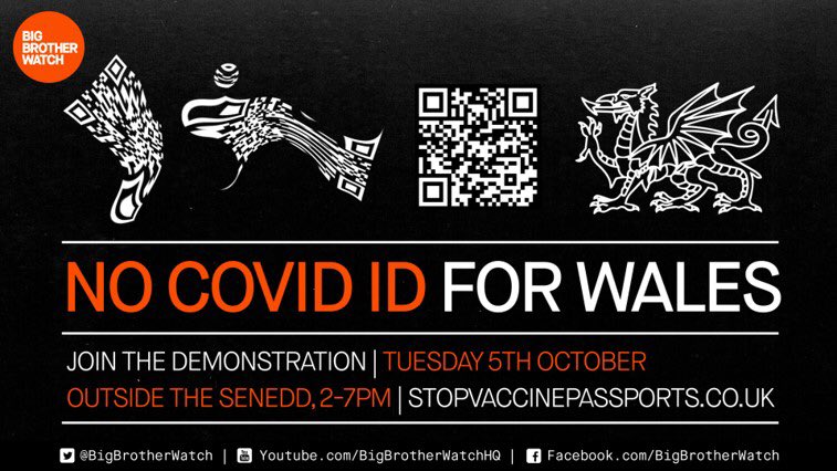 🚨 DEMO IN CARDIFF ON TUESDAY!!! 🚨 🔴 Please come, and spread the word far & wide! It’s now or never in Wales - the Senedd votes on Covid passports on Tues, 7pm. 🪧Join us from 2pm Tue 5th Oct @ Senedd to say #NoCovidID ✊#NoVaccinePassportsAnywhere 🪧