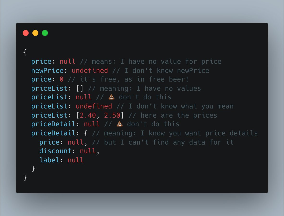 I've always thought of null values in JSON as a way of saying 