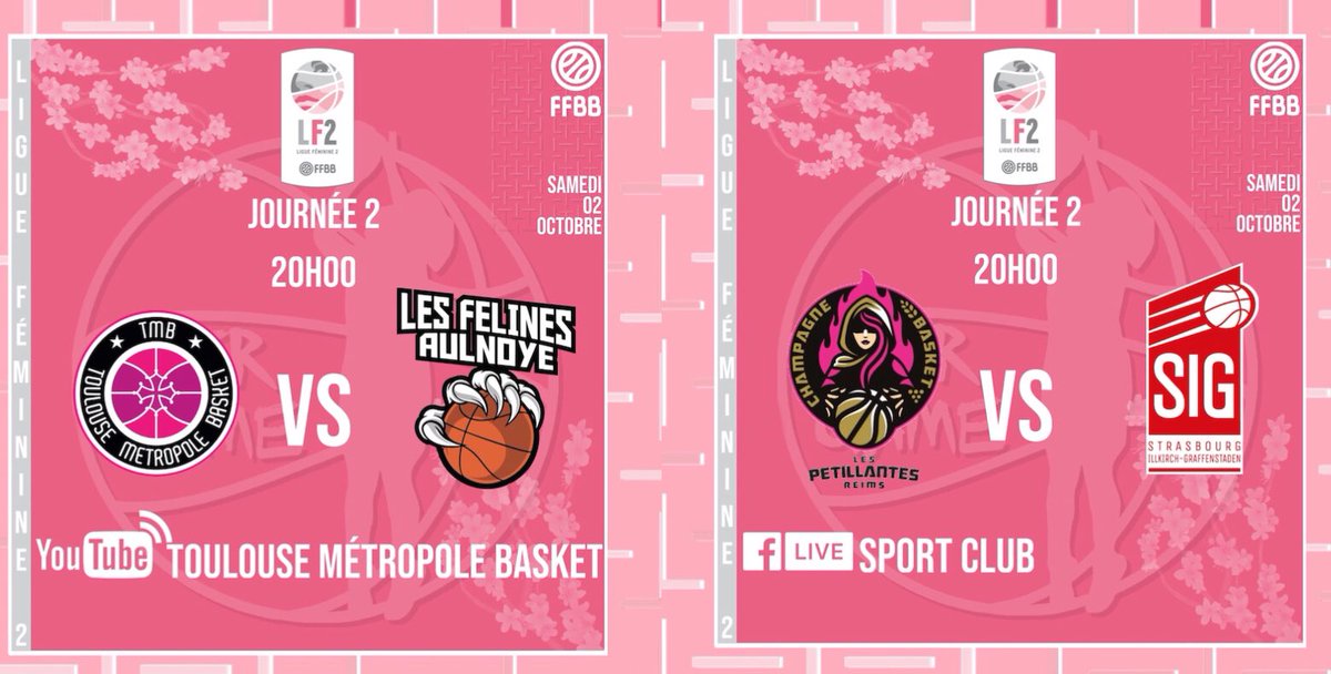 _hergame's tweet photo. #lf2 #championnat 

🎀 Journée 2 du championnat LF2 🎀

16H00

@ffbasketball 🆚 @Deferlantes44 

20H00

@usombasket 🆚 @CChartresBF 

@COBCalais  🆚 @BCMFBasket 

@uslgbasket 🆚 @BCTMfeminin 

@TMB_Basket 🆚 @AulnoyeBasket 

@ChampBasketFem 🆚 @SigAssociation https://t.co/kTNgzxHuux