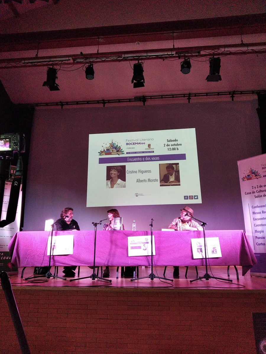 IgnacioMontag's tweet photo. Ahora mismo en el festival @BocemaLee en La casa de la cultura de Cerceda con Cristina Higueras y @albertomorate moderados por @PascualAdolfo https://t.co/7TPrpvH1ui
