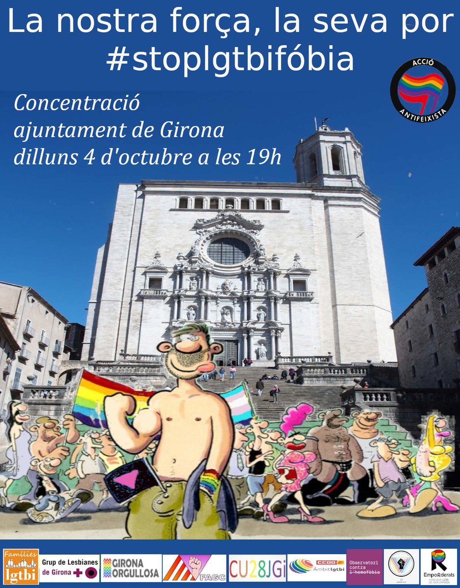 espailgtbigi's tweet photo. No anirem enrere, aquest dilluns ens tornem a concentrar contra les agressions #LGTBIfobiques @fagc_catalunya @GiOrgullosa @FLGFamiliesLGTB @OCL_H @lgtbiCCOOcat #queerudg #Gruodelesbianesdegirona #empoderats https://t.co/UXEe9Lftgh