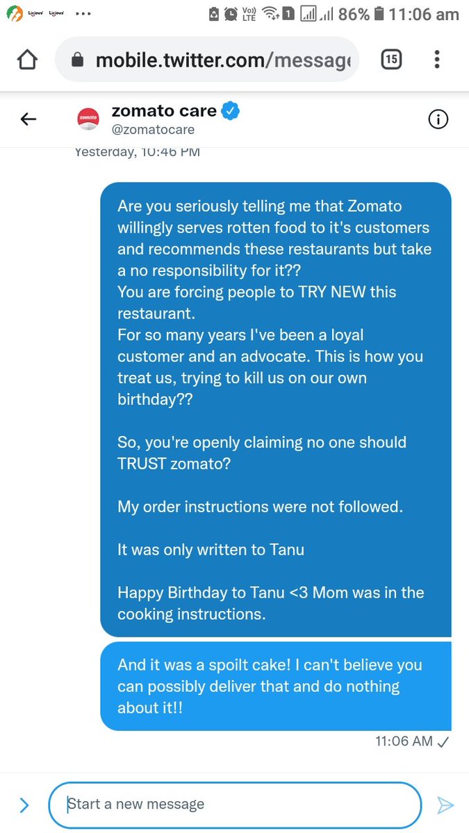 Doveranalyst's tweet photo. @zomatocare @jagograhakjago
@deepigoyal @zomatocare @ZomatoProHelp tells a #Zomatopro member:

It's ok if you die with rotten spoilt cake on your birthday

There's nothing we can do

#Zomato calls this #resolution!😳

#AreyouSerious #Zomato #Unbelievable #ConsumerAffairs #CustomerService https://t.co/rrBEmsNcvO
