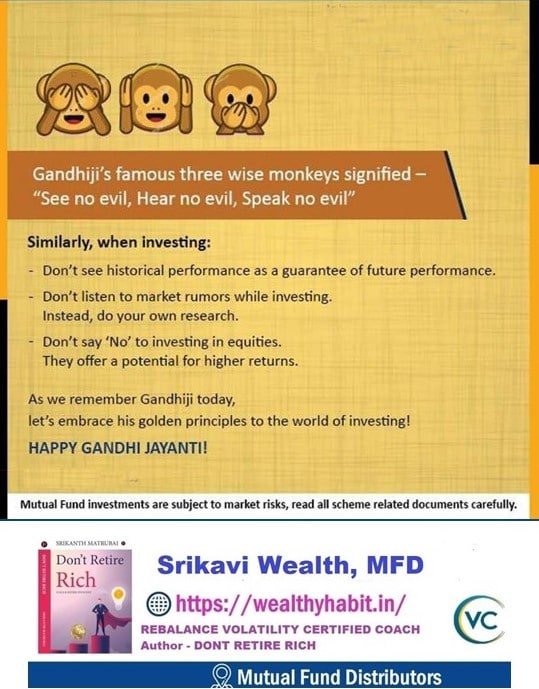 SrikantMatrubai's tweet photo. SWACH BHARAT DAY
SWACH PORTFOLIO ABHIYAN!!
Clean Ur Portfolio
Move from Traditional Insurance Policy to TERM PLANS
Move from EMI to SIPs
Move from FD to Debt Funds
Move from Real Estate to Equity!
Clean Your Portfolio today for ur #FindependenceDay
https://t.co/3NOgjK5R3B https://t.co/8XVTy01Tyt