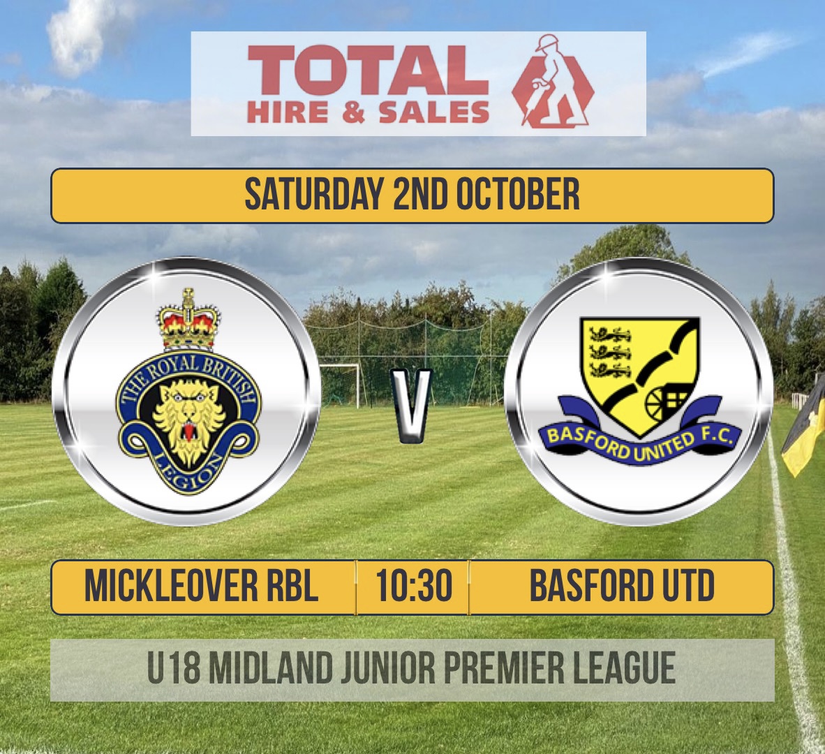 MickleoverRBLFC's tweet photo. 🦁🦁🦁TODAY’S FIXTURE🦁🦁🦁

📅 Saturday 2nd October 2021
🆚 @Basfordutdfc U18’s
🏆 @MJPL_UK 
⏰ 10-30 KO
🏟 Mickleover Royal British Legion Football Club
📍DE3 9GB

Team sponsor - @totalhire https://t.co/nFuE4ME0y3