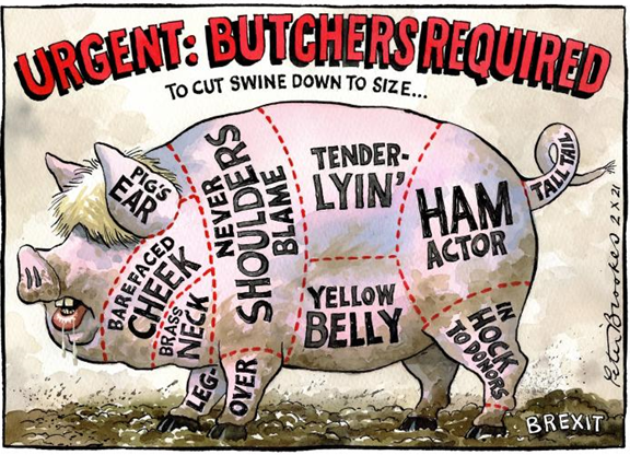THiiiNKiiiNG's tweet photo. @BrookesTimes #PoliticalCartoon in today's #TheTimes @thetimes #PigInClover #MakinBorisBacon #ButcherShortage #PorkyPies #CrisisAfterCrisis https://t.co/QJwFG6viCG