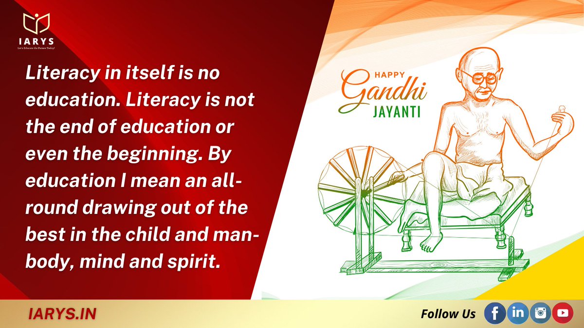 iarys_education's tweet photo. Gandhiji was a forerunner of non-violence and truth. His non-violent approach influenced numerous civil rights campaigns across the world. Gandhi was a firm believer in religious pluralism. He desired for India to be a secular nation and worked hard to make it a reality. https://t.co/T3ksfJ5H0E