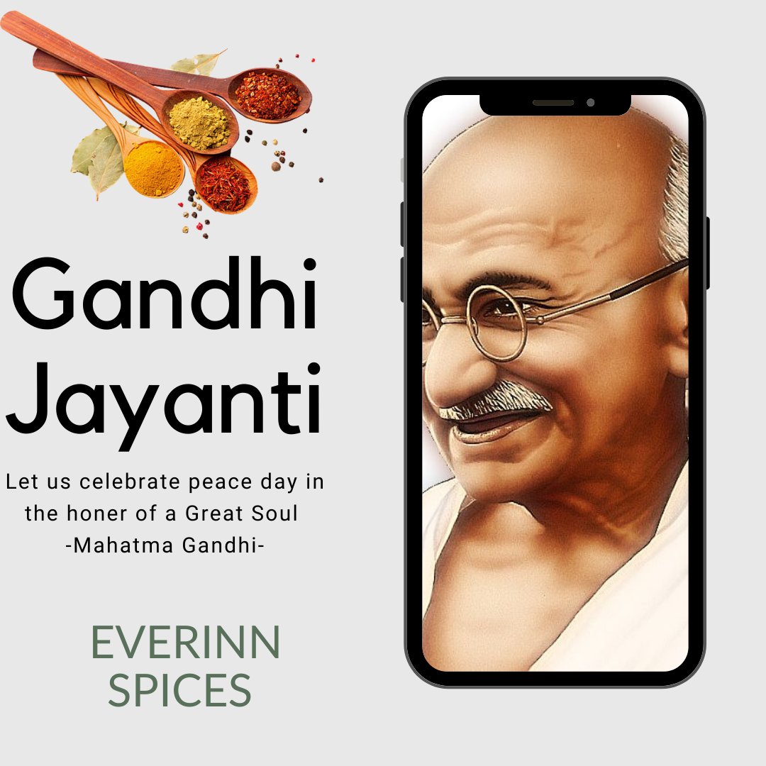 Everinnspices's tweet photo. In the gental way you can shake the World
#spices #everinn #EverinnSpices #indianspices
#HappyGandhiJayanti #MahatmaGandhi https://t.co/RcGuxvqsLO