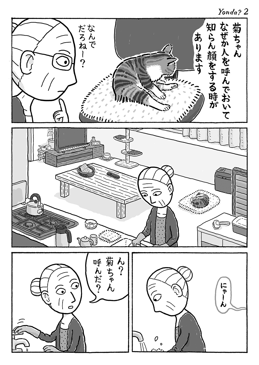 3ページ猫漫画「菊ちゃん、呼んだ?」 #猫の菊ちゃん 