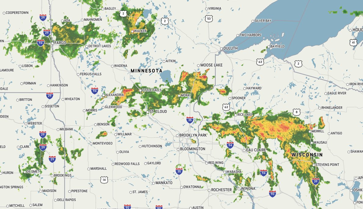 Heavy thunderstorms are moving across Minnesota and Wisconsin early Saturday morning: https://t.co/BNPECGRxNL https://t.co/V6y79Atz08