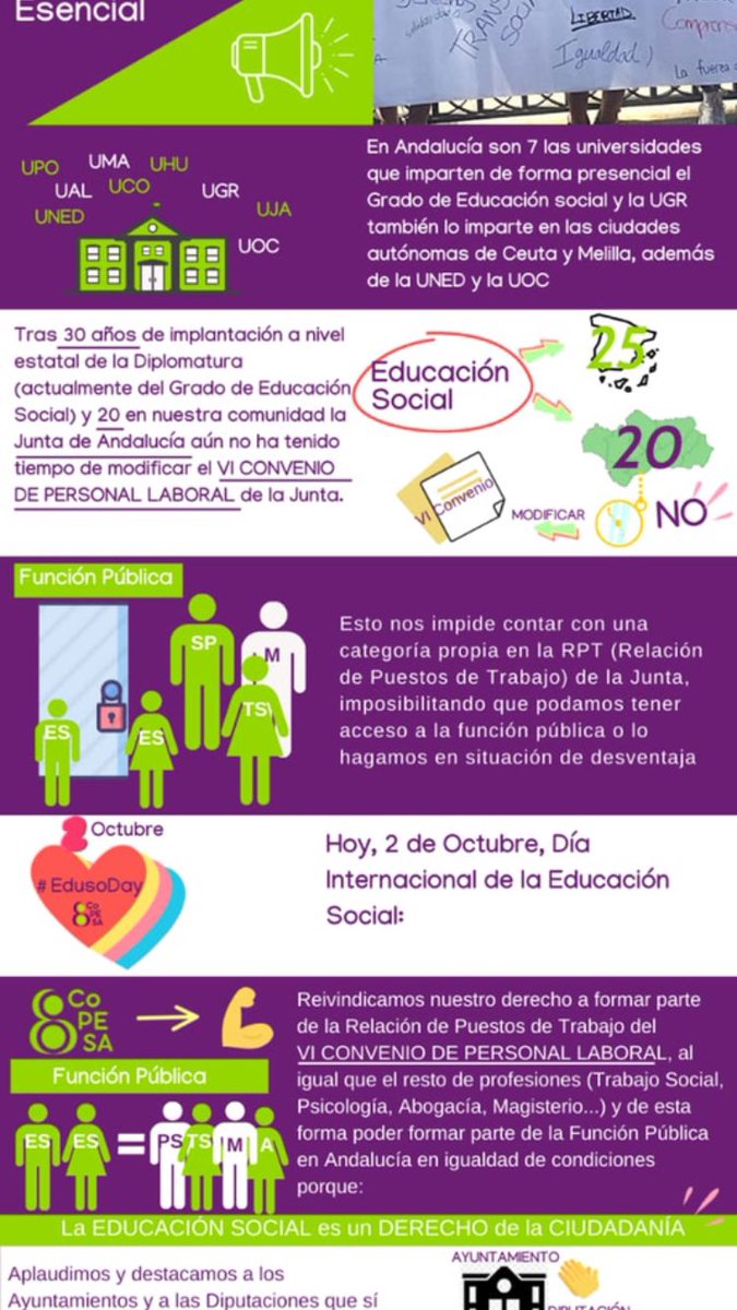 Copesaeduso's tweet photo. Reivindicamos la modificación del VI Convenio de Personal Laboral de @AndaluciaJunta #edusoday2021 #educacionsocial https://t.co/jeIkTZt1Ah