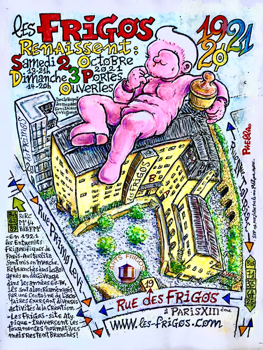 C’est aujourd’hui et demain après-midi (2 &amp; 3 octobre) !!!

Les portes ouvertes Des Frigos de Paris dans le 13e !

Pas besoin de parapluie, l’immeuble est tout à fait imperméable à l’eau 😄