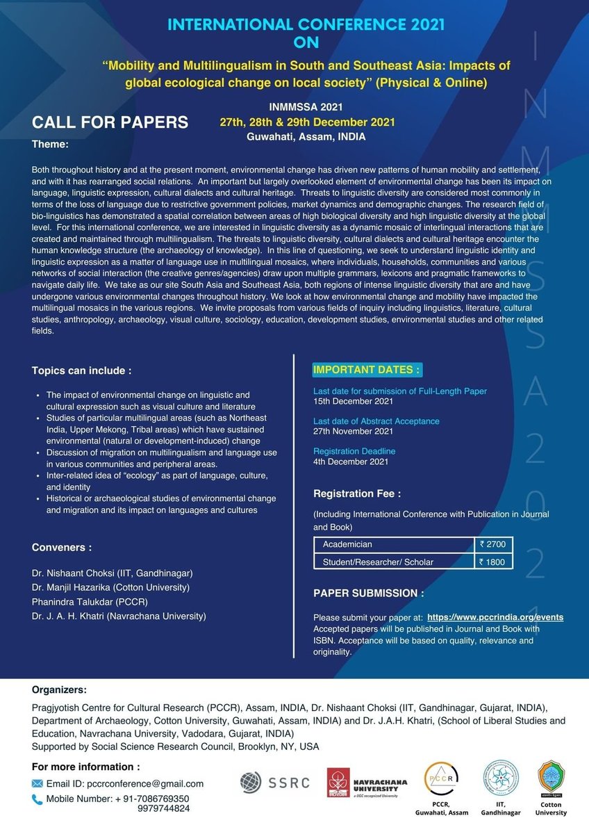 GJosephRoche's tweet photo. I'll be giving one of the keynotes at this conference in December. Call for proposals now open. Pls share widely, especially with colleagues in India. https://t.co/mryjDafbnV