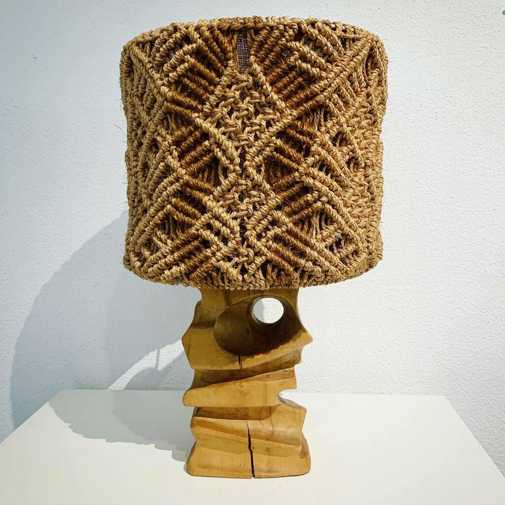 Something for the weekend (sir?)
Mid century carved wood table lamp with original rope work shade 
France circa 1950s-60s
2 more days of the <a href="/decorativefair/">The Decorative Fair</a> 
New stock coming in daily…
#decorativefair #midcentury #antiques #design #londoninteriors #n… instagr.am/p/CUhDAOcIbOB/