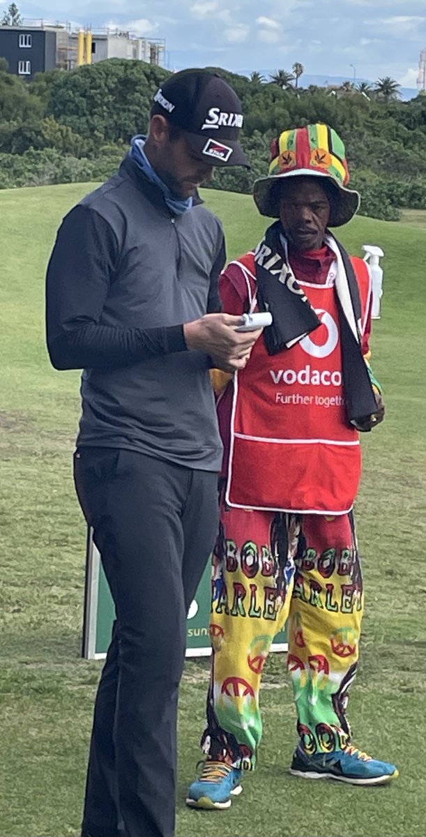 Local boy Luke Jerling and his very colorful caddy Rasta moving up the leaderboard #greatnessbeginshere #sunshinetour #humewoodgolfclub