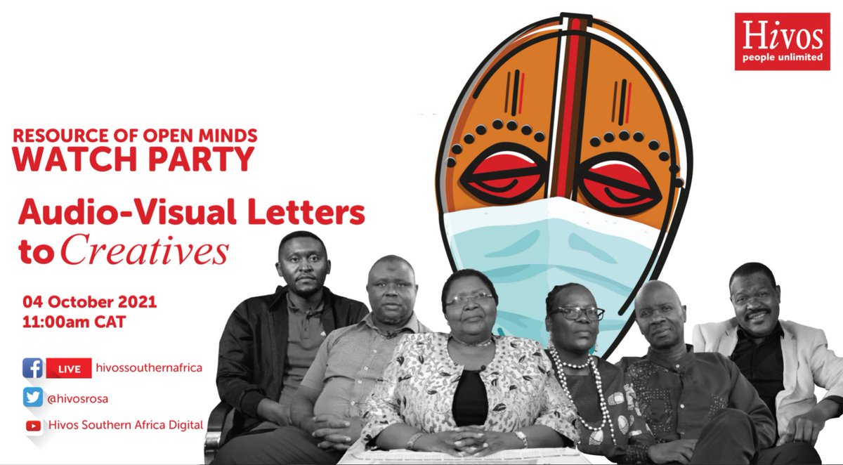 WATCH PARTY: Audio Visual Letters to Creatives.

The watch party is on next week Monday. Due to restrictions on gatherings, only a few invited will watch it at the #ACTION_Hub. We encourage you to enjoy the party virtually via <a href="/hivosrosa/">Hivos Southern Africa</a>  social media platforms.

#ROOM