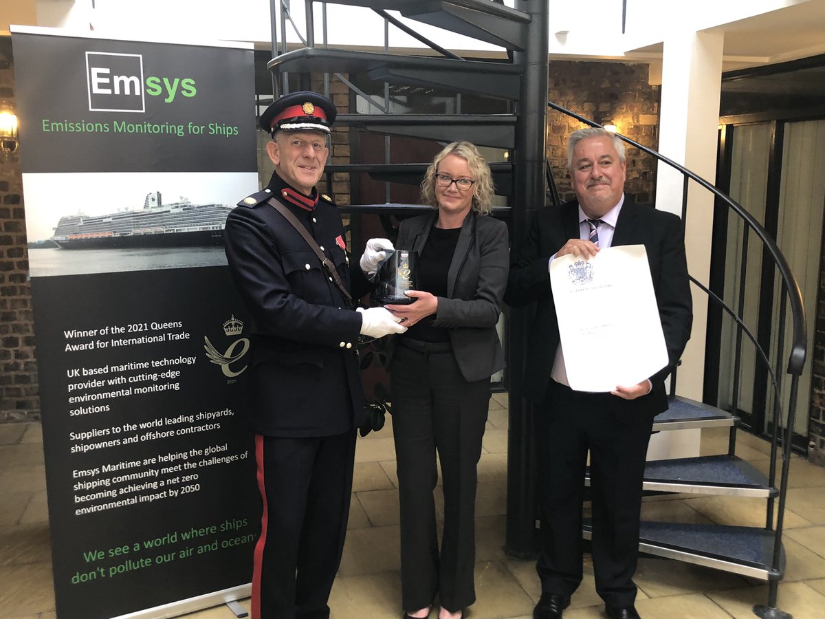 Presentation @TheQueensAwards for Enterprise in regards to Int’l Trade Here I am pictured with the managers/owners of Barrett Dixon Bell (B2B marketing communications with int’l nutrition brands) and @emsysmaritime (emission monitoring technology for ships)#Congratulations