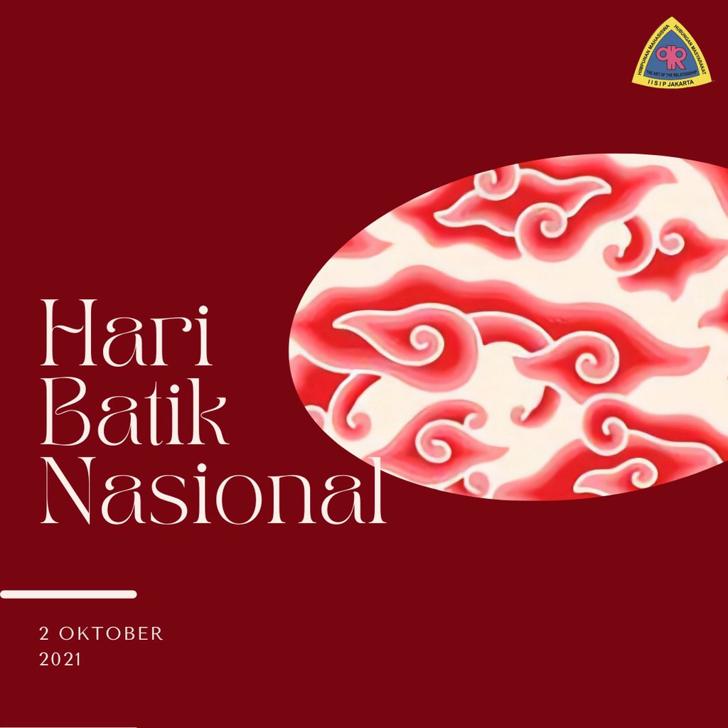 Mengenakan pakaian batik merupakan satu di antara wujud nyata cinta Tanah Air. Selalu cintai produk dan budaya kita, Indonesia. Selamat Hari Batik Nasional✨

___________
Kabinet Akusara
Hima Humas IISIP Jakarta

#himahumasiisip
#haribatiknasional
