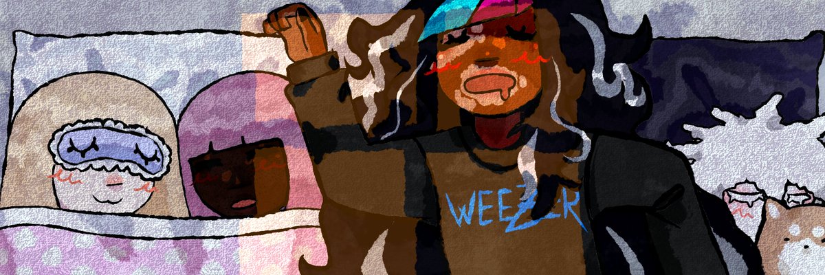 sillymaeda's tweet photo. banner  i  did  for  @DanganSleepover  ^___^  not  my  favourite  thing  ive  drawn  i  wont  lie  but  i  like  it  its  silly.  feel  free  to  use  with  credit  ! ! ! https://t.co/MSdkVQ8ycj