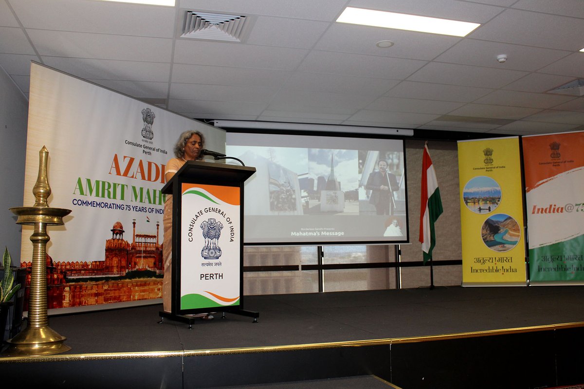 borderlessgandh's tweet photo. Celebrating Gandhi Jayanti in collaboration with the Consulate General of India in Perth on 2nd October 2021. Thank you to everyone that came, despite of the short notice 🙏 #mahatmasmessage #borderlessgandhi #gandhijayanti2021 https://t.co/oXxUmE70k6