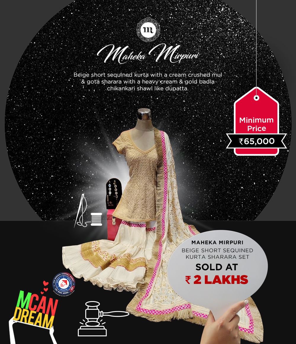 mahekamirpuri's tweet photo. I am so happy to share with you that our Auction #MCan #MahekaMirpuri Sharara set has just got #SOLD for Rs 
2 Lakhs🙏 @TataMemorial @cspramesh 

THANKYOU ALL SO MUCH FOR THIS SUPPORT AND YOUR KIND GENEROSITY YEAR AFTER YEAR
Means a lot to us BIG THANKU ❤️🙏 
#friendssupport https://t.co/In2rQxOtxa
